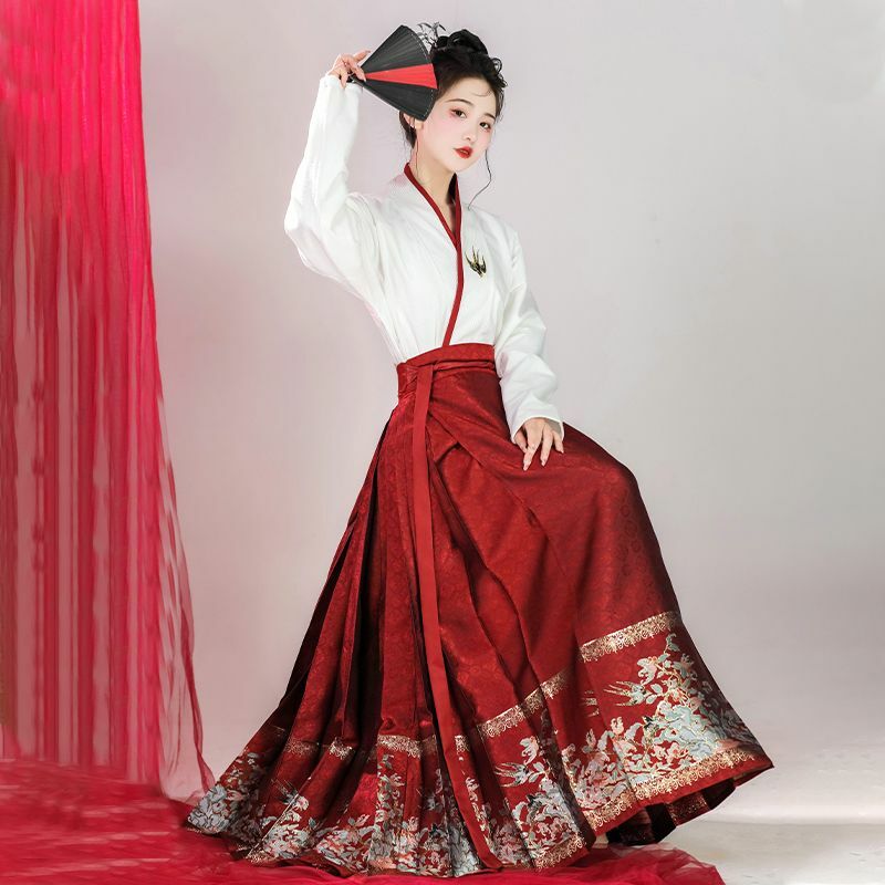 جديد النمط الصيني التقليدي فتاة مينغ Hanfu فستان المرأة ملابس أنيقة خمر مينغ سلالة الحصان الوجه تأثيري مينغ Hanfu