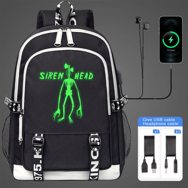 Флуоресцентные светящиеся школьные ранцы с сиреной головы, рюкзак на плечо для мальчиков и девочек, для подростков, рюкзак для ноутбука с USB-зарядкой