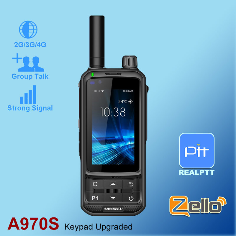 Anysecu 4g rede rádio a970s android 9.0 lte ptt poc walkie talkie telefone móvel compatível com zello real-ptt pocstar