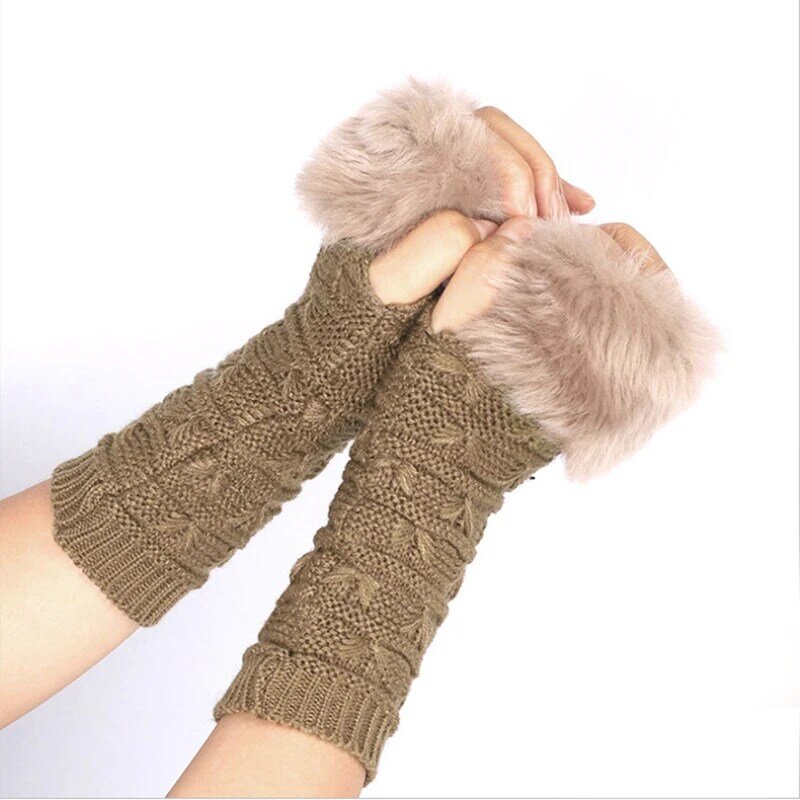 Женские перчатки с рисунком бабочки, уличные вязаные рукавицы с полупальцами, теплые модные утепленные защитные аксессуары для осени и зимы