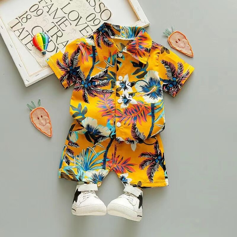 Летний костюм для маленьких мальчиков, модная женская рубашка, топ и шорты, комплект одежды из 2 предметов для мальчиков, костюмы для младенцев, детская одежда