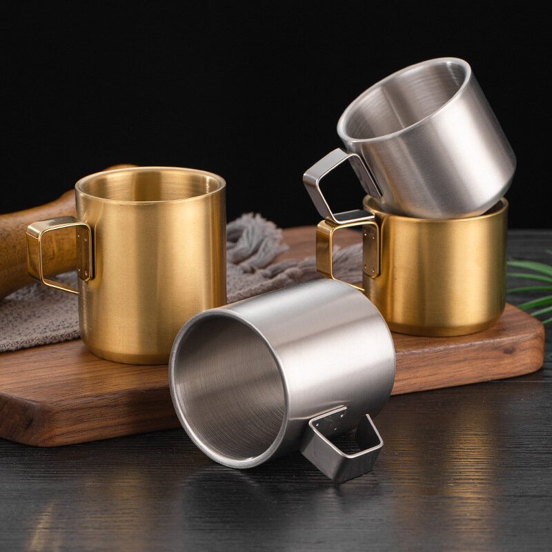 Metal Beer Mugs Double-Wall Stainless Steel Water Cup Coffee Tea Anti-scalding Party Mug Drinkware Customization Logo