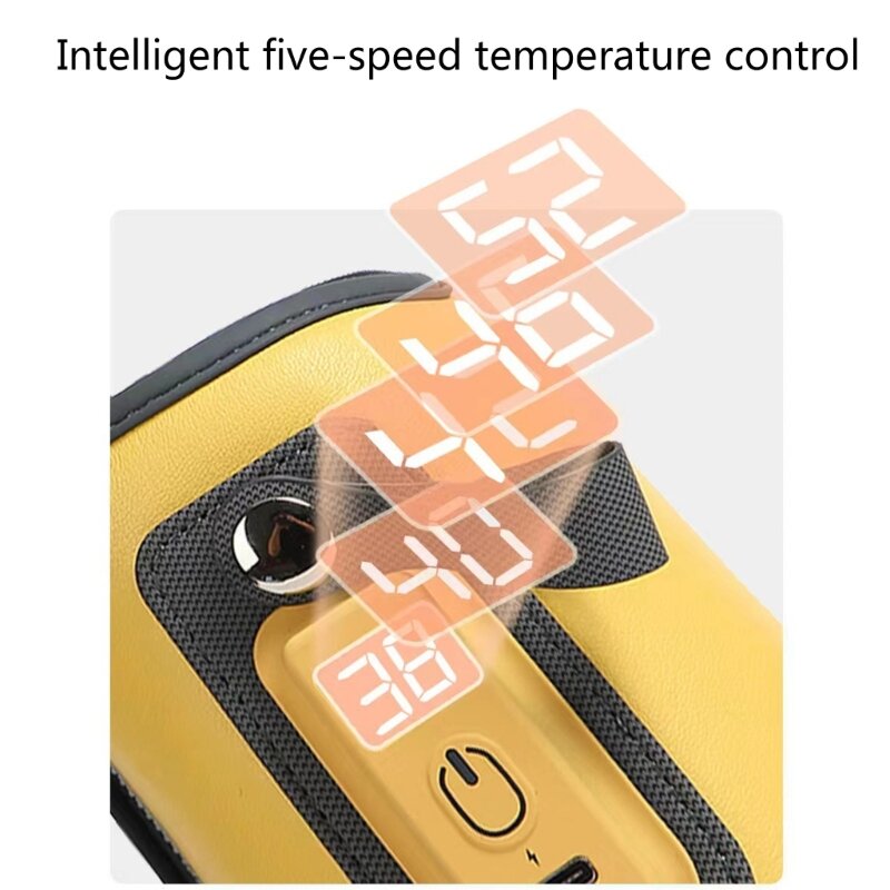 67JC ที่อุ่นขวดนม 38°C-52°C แบบพกพา รถเดินทาง USB ที่อุ่นขวดนม ฉนวนกันความร้อนที่ดี 5 เกียร์ปรับได้ ทนทาน
