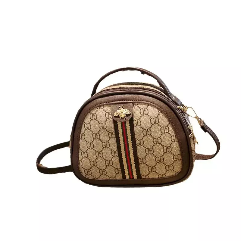 KLY01   Women's Bag New Network Hot Style Bee Decorative Half Round Bag Letter Printed Bag Single Shoulder Crossbody