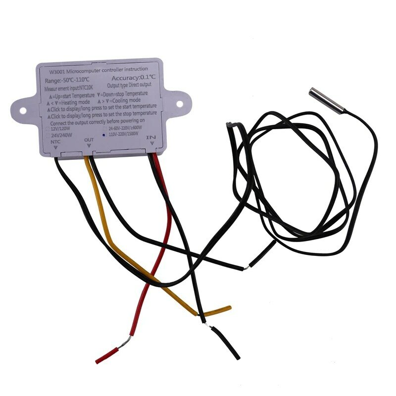 Controlador de Temperatura Digital para Incubadora, Refrigeração, Aquecimento Interruptor, Termostato, Sensor NTC, XH-W3001, 10A, AC 110-220V, 2X, 10A