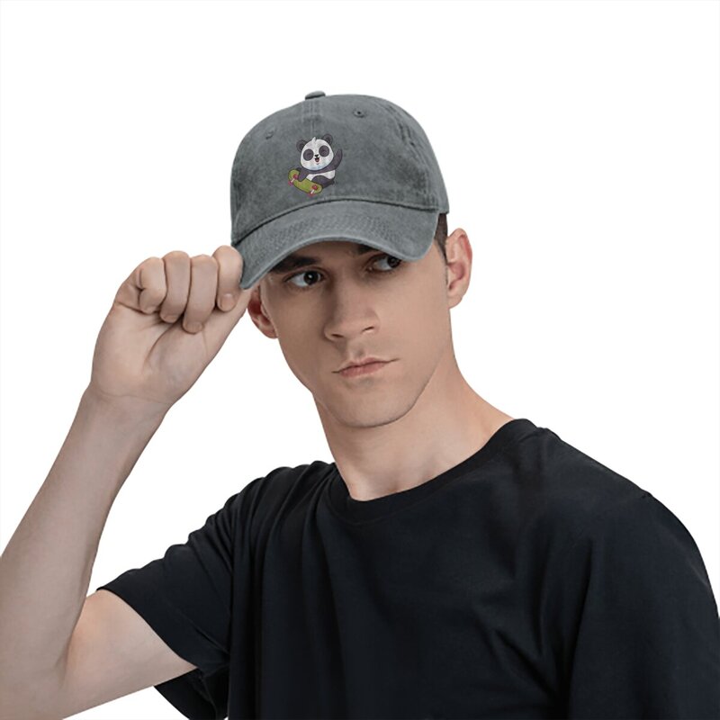 Washed Men's Baseball Cap Skateboard Trucker Snapback Caps Dad Hat Cute Panda Animal Golf Hats