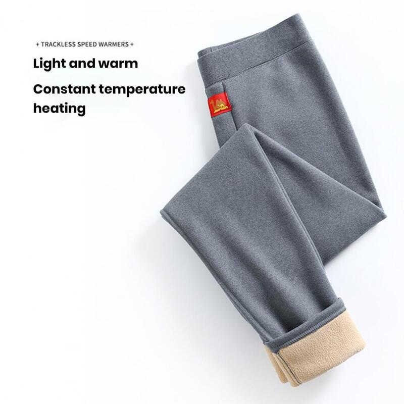 Calças com forro térmico para homens, leggings de pelúcia grossa, calças de inverno, elásticas para resistência, clima