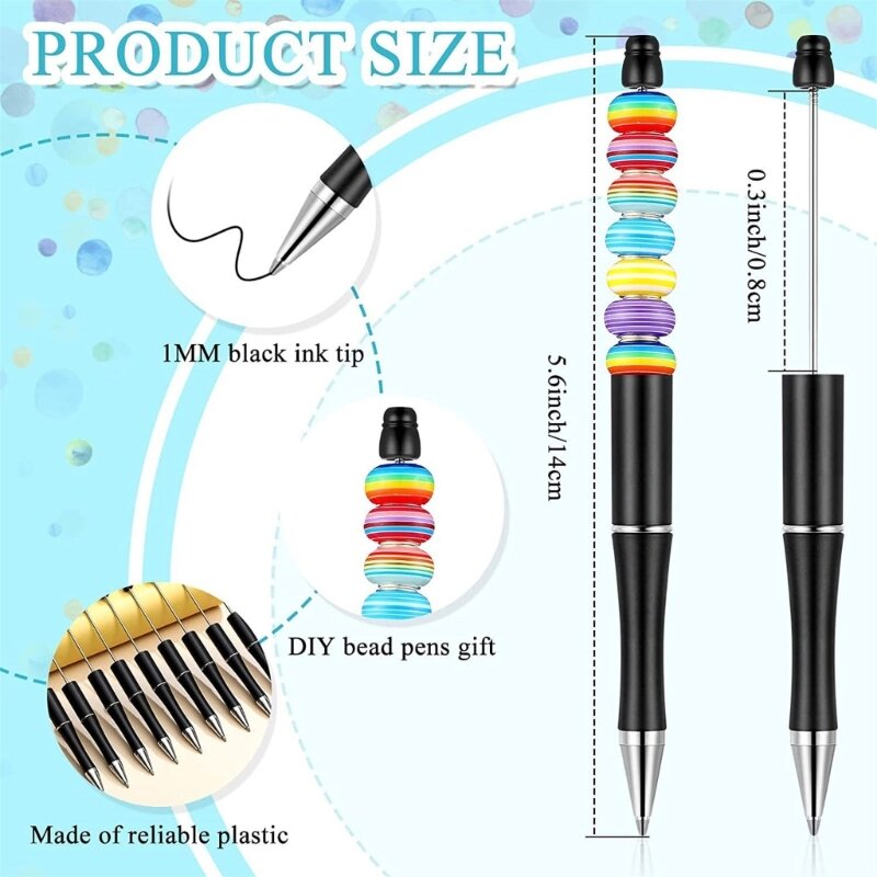 Stylo à bille stylo à perles en plastique stylo à billes stylos à bille perlés fournitures d'écriture bureau scolaire cadeau