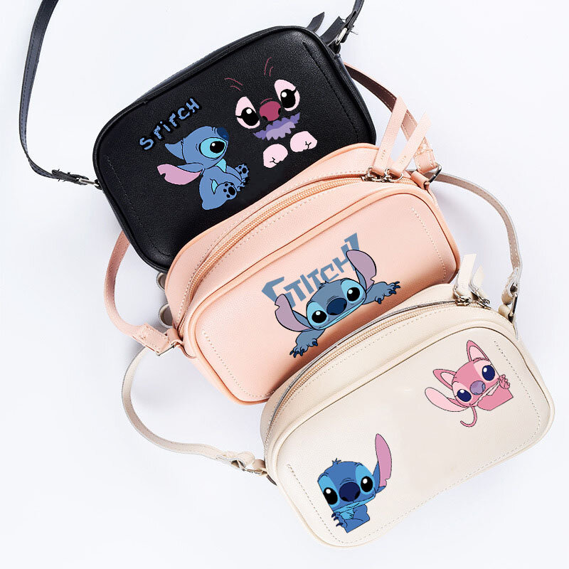 Disney-bolso de hombro de cuero de Stitch para mujer, bolsa de viaje informal Kawaii de Lilo & Stitch, bolso cruzado de gran capacidad, regalos de navidad