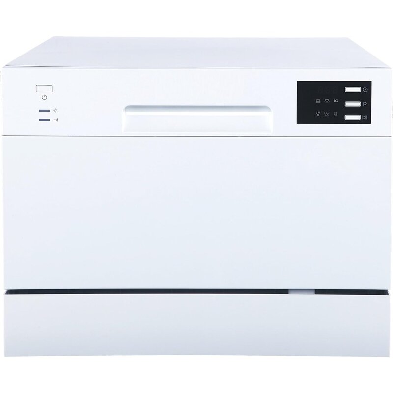 Compact Countertop Dishwasher/Delay Start-Energy Star Portable Dishwasher with Stainless Steel Interior and 6 Place Settings
