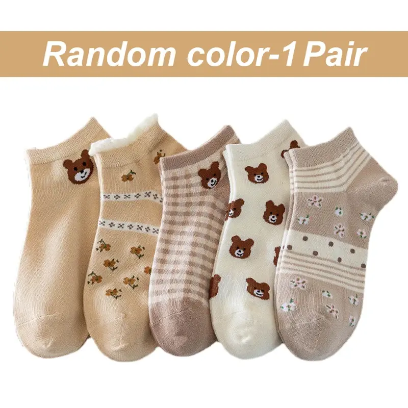 Calcetines tobilleros de algodón con dibujos de animales para mujer y niña, calcetín de corte bajo, Kawaii, Invisible, talla 35-41