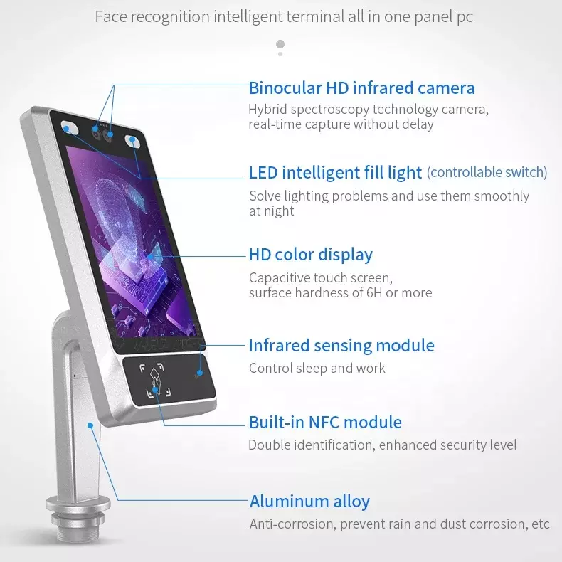 face recognition manufacturer small size living detection time attendance machine face scanner attendance system