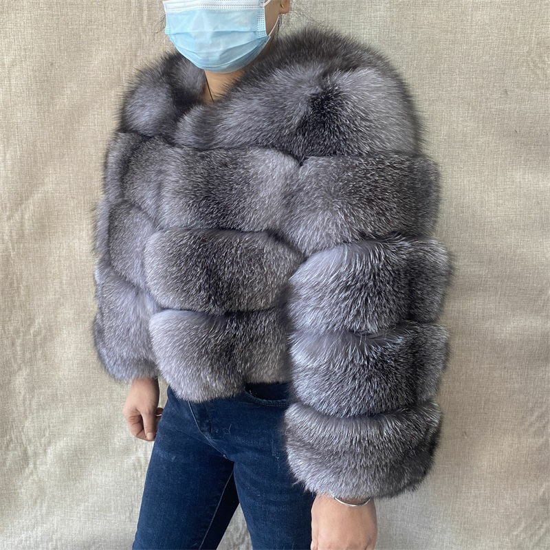 Maglia staccabile corta del cappotto della manica della pelliccia di volpe d'argento naturale reale del procione delle donne di inverno trasporto libero