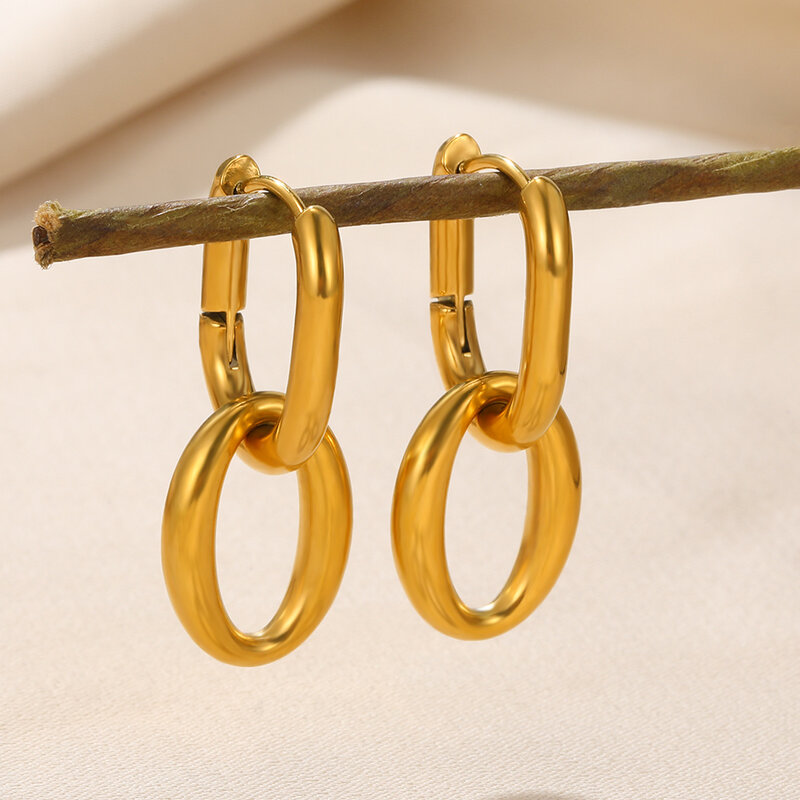Geometrische Creolen für Frauen Gold Farbe quadratische Ohr haken durchbohrte Accessoires Bijoux Femme Edelstahl Schmuck Geschenke