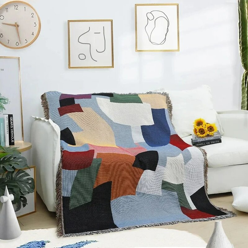 Nordic Line Blanket Sofa Cover Luxury Bed End Towel Living Room Decorative Camping Boho Geometry Tapestry
