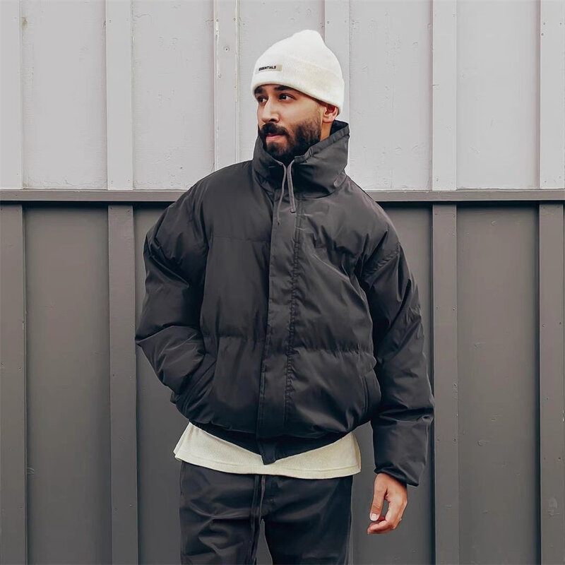 Men Hip Hop Parkas Thicken Warm Coat Designer Streetwear Solid Color  Loose Padded Casual Jacket Coat Harajuku Winter Outwear