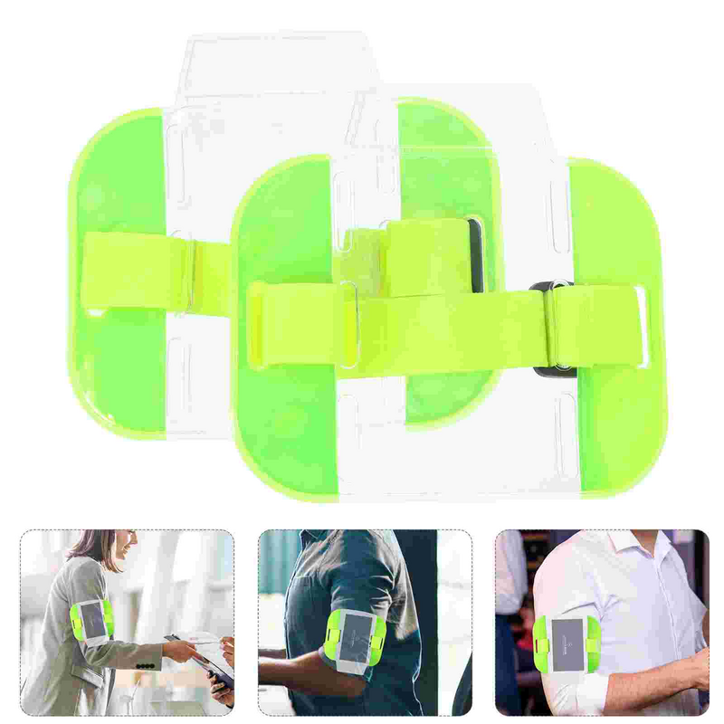 2 Pcs Armband ID Card Badge Holder For Doorman Staff Reflective Pvc Plastic Badge Protective Cover
