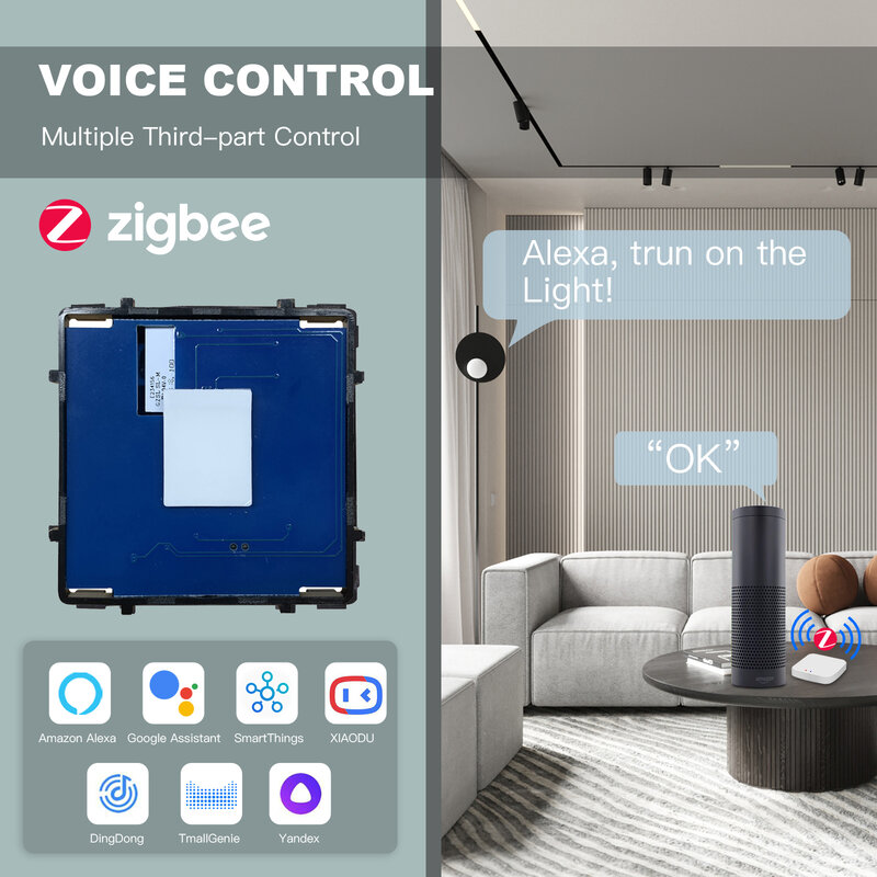 Bseed 1/2/3 Bende Smart Zigbee Schakelaars Functie Deel Touch Glas Voorpaneel Eu Stopcontact Smart plug Diy Onderdelen Gratis Combinatie