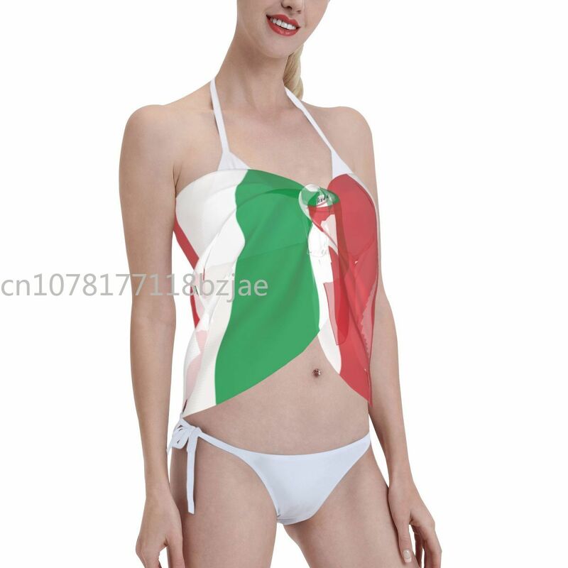Bendera Italia wanita pantai Bikini menutupi bungkus sifon pakaian renang Pareo syal sarung pakaian pantai Bikini rok baju renang
