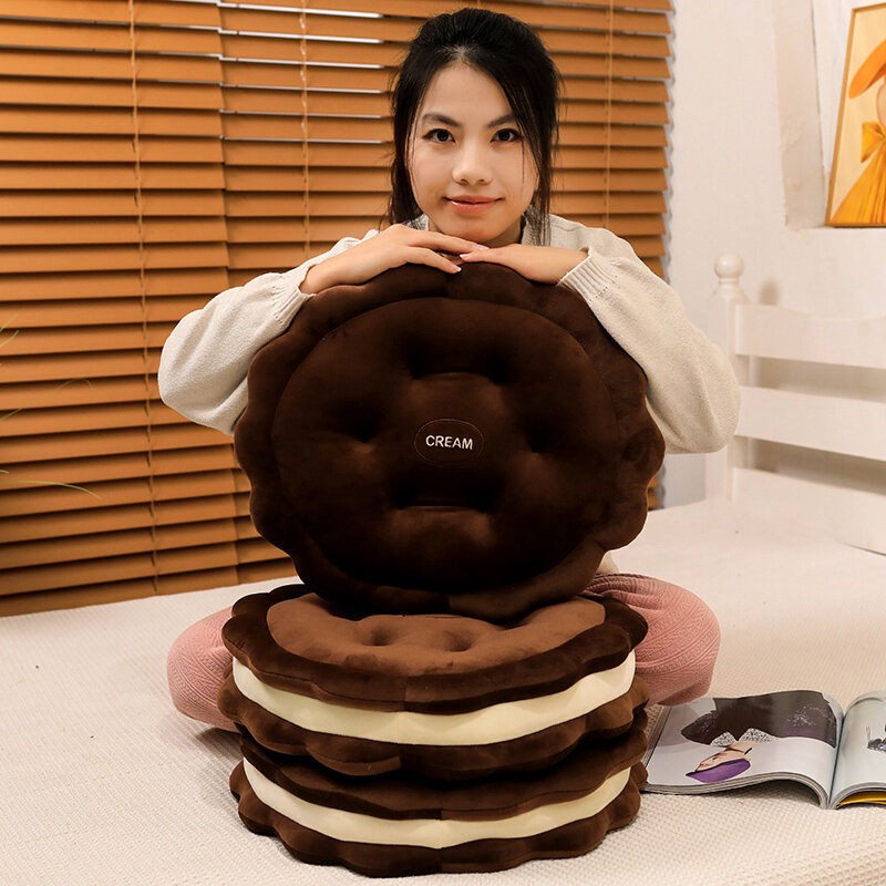 42cm Simulated Chocolate Biscuit Plush Doll Cushion Milk Sandwich Biscuit Plush Pillow Decoration Bedroom Living Room Chair