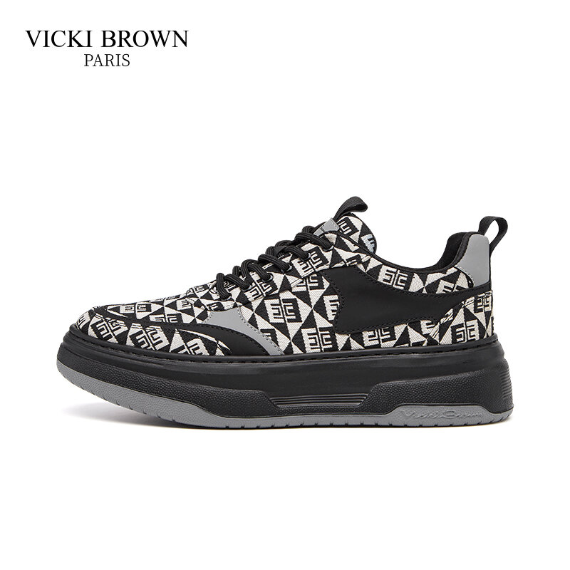 أحذية رياضية للرجال من فيكي براون ، مربوطة ، أحذية مسطحة برباط ، أحذية غير رسمية ، تصميم جديد ، رياضية