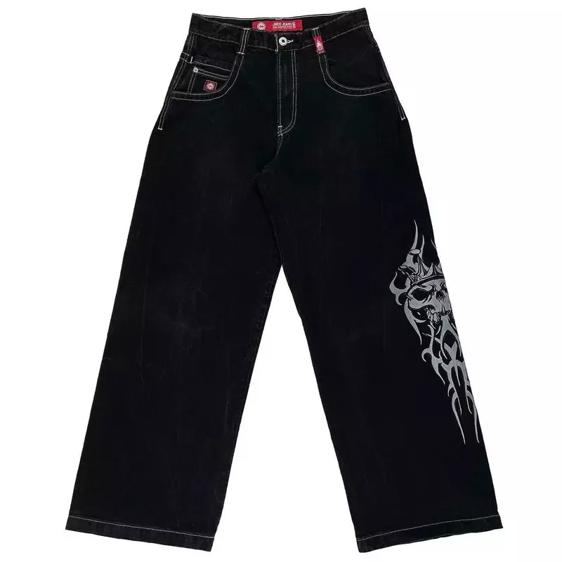 Celana Denim Hip Hop Punk baru Jnco Y2k longgar Jeans tambal sulam antik ukuran besar kaki lebar celana Denim pria wanita Gotik celana panjang lebar pakaian jalanan