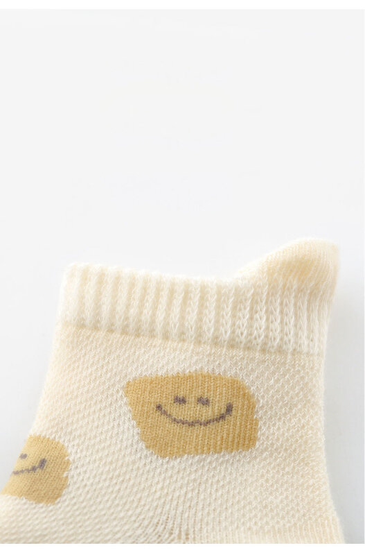 5 pares de meias finas de algodão para bebê, antiderrapante, bonito, desenhos animados, respirável, para crianças, piso, verão