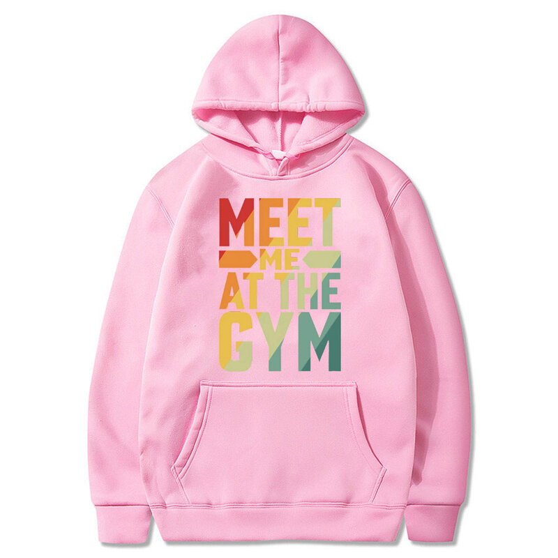 Sweat à capuche graphique Meet Me at The Gym Meme pour hommes et femmes, sweat-shirt vintage à manches longues, sweats à capuche de fitness décontractés, drôle
