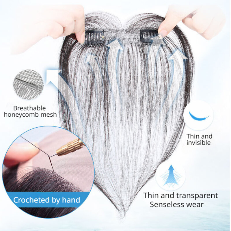100% capelli umani 2x12 per attaccatura dei capelli parrucchino naturale con frangia un pezzo due clip legate a mano per le donne ragazze abbigliamento quotidiano