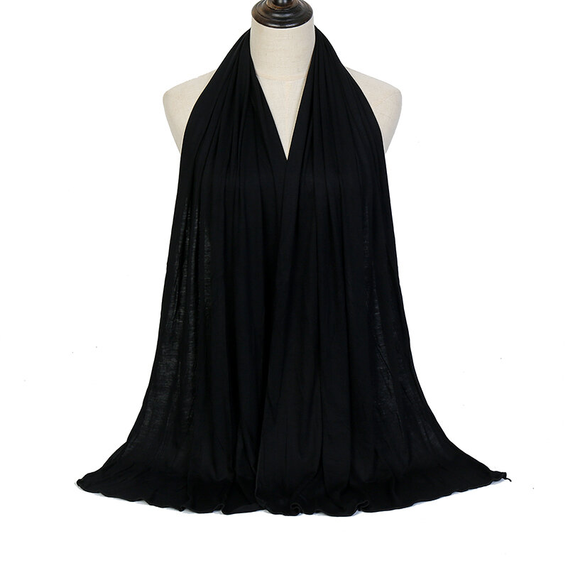 Popular 2024 Muslim Women Hijab  Plain Color Instant Hijab Foulard Femme Modal Cotton Jersey Islamic Turban Headscarf Wrap