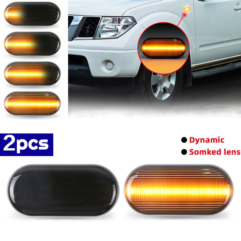 2pcs Sequential LED Side Marker Lights Amber Turn Signal Light LED Dynamic Side Marker Lamp for Nissan Pathfinder D40 Pickup