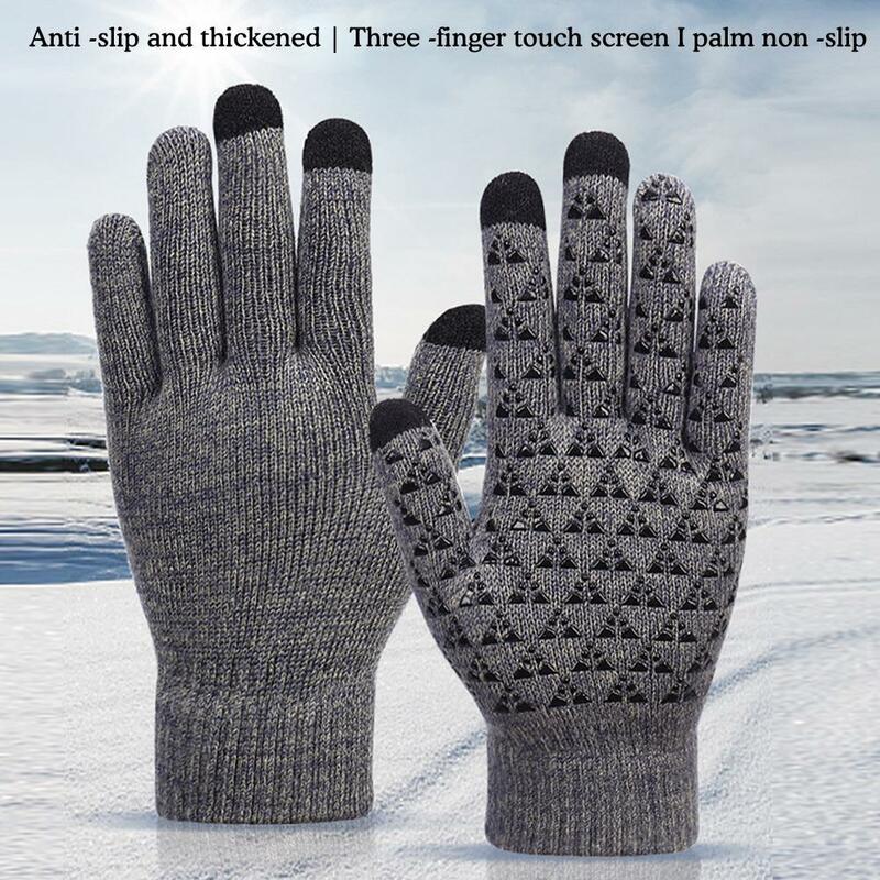 Großhandel Mode warm schwarz Kabel gestrickt Winter Touchscreen Handschuhe elastische Manschette Winter SMS Handschuhe 1 Paar