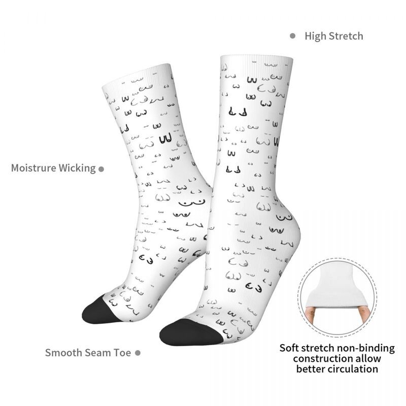 Brüste (weißer Hintergrund) Socken Harajuku Schweiß absorbierende Strümpfe die ganze Saison lang Socken Zubehör für Männer Frau Geschenke
