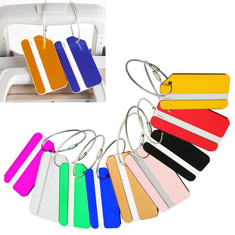 Luggage Tags Aluminium Alloy Suitcase Tag Travel Labels Set With Steel Loop ID Luggage Tags For Suitcases Travel Accessories