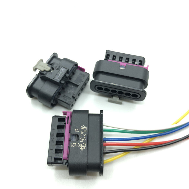 Conjunto de 6 pinos tyco à prova dfeágua automotivo sensor fep conector fêmea taillight plug com fio 15cm para bmw benz 4f0973706