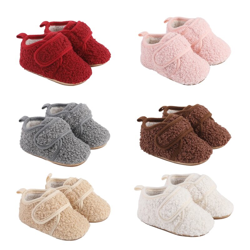 Jesienna zima ciepła buty dziecięce dla niemowląt pluszowa miękka wełna pierwsze chodziki pluszowe pogrubione buty dla noworodka obuwie antypoślizgowe 0-18M