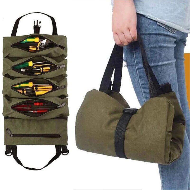 Bolsa de herramientas de trabajo, rollo de herramientas multiusos, bolsa enrollable, bolsa de Rollo de Llave, bolsa colgante, portador de cremallera