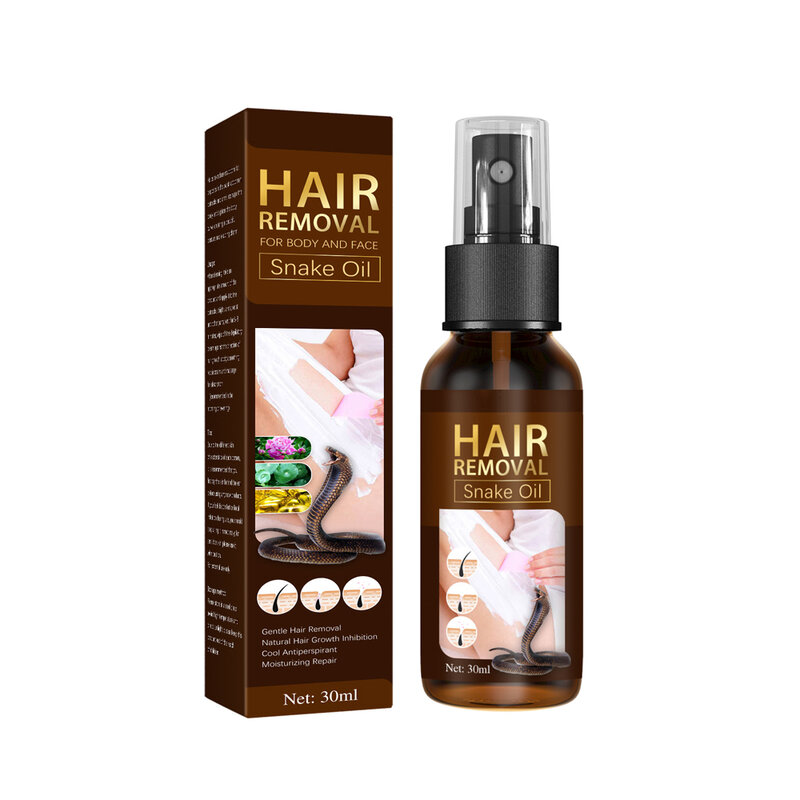 Refrescante de verano inhibe el pelo aceite esencial agente de depilación aceite de serpiente spray de depilación rápido, suave y no irritante