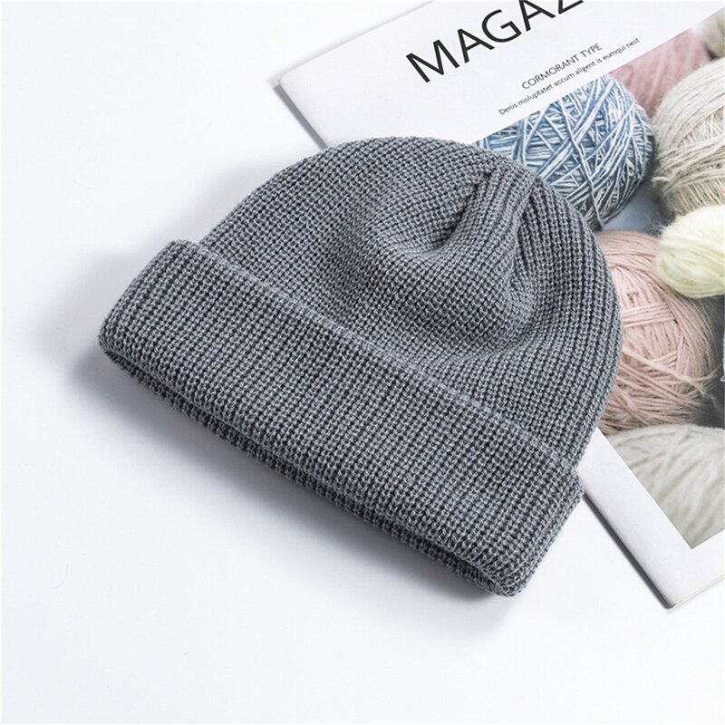 Tough Hats for Men and Women Solid Color Cute Chunky Caps Knitted Super Soft Stretchable Warm Winter Hat Suede Baseball Cap