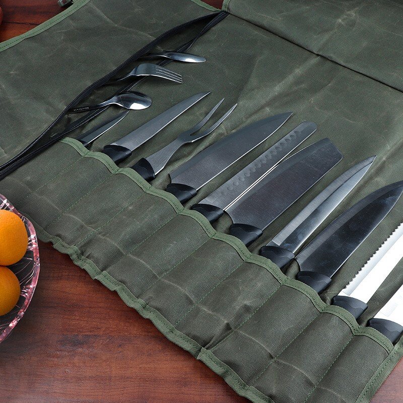 Borsa a rullo borsa per coltelli da cuoco borse per la conservazione della cucina portacoltelli portatile borsa per il trasporto di coltelli multifunzione Organizer per attrezzi da Chef
