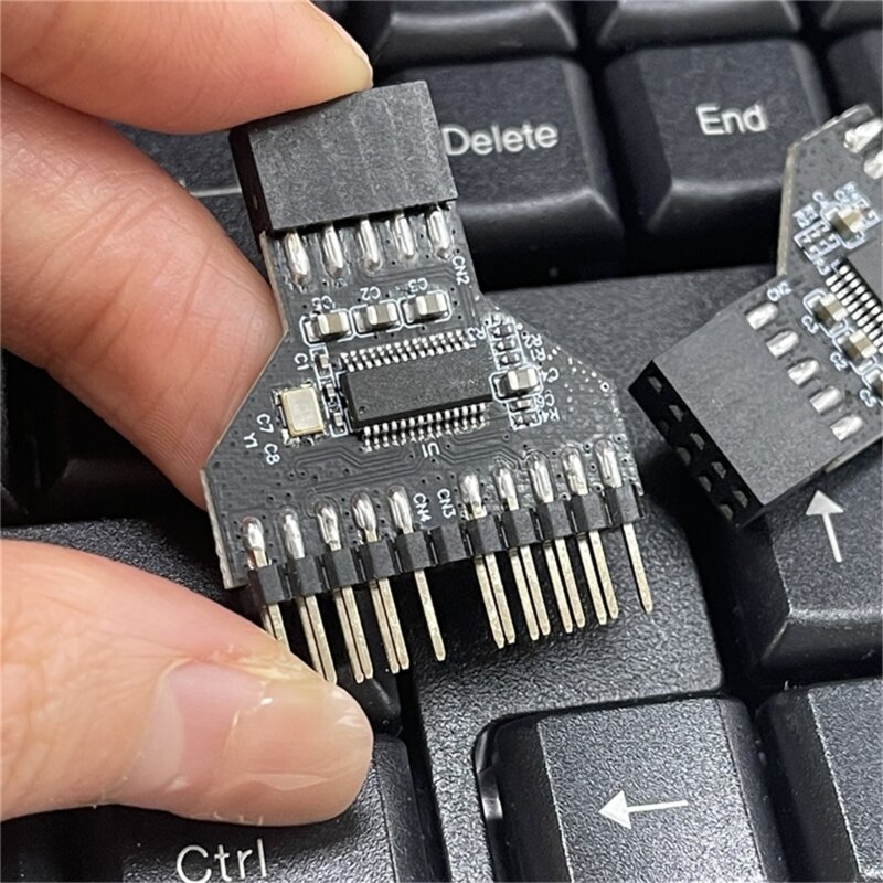 Scheda madre USB 9 pin USB 2.0 femmina nera interfaccia header splitter da 1 a 2 cavo prolunga adattatore HUB USB a 9 pin
