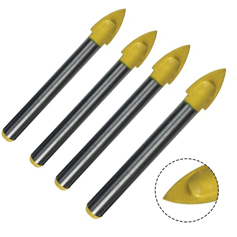 1/4pcs Alloy Triangle Drill Bit  Hole Opener Drill Bit For Glass Marble 6/8/10/12mm  Gold Power Tools Accessories