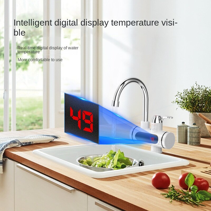 Using a kitchen washing and instant heating faucet to quickly heat vegetables for three seconds aquecedor de agua  12v온수기