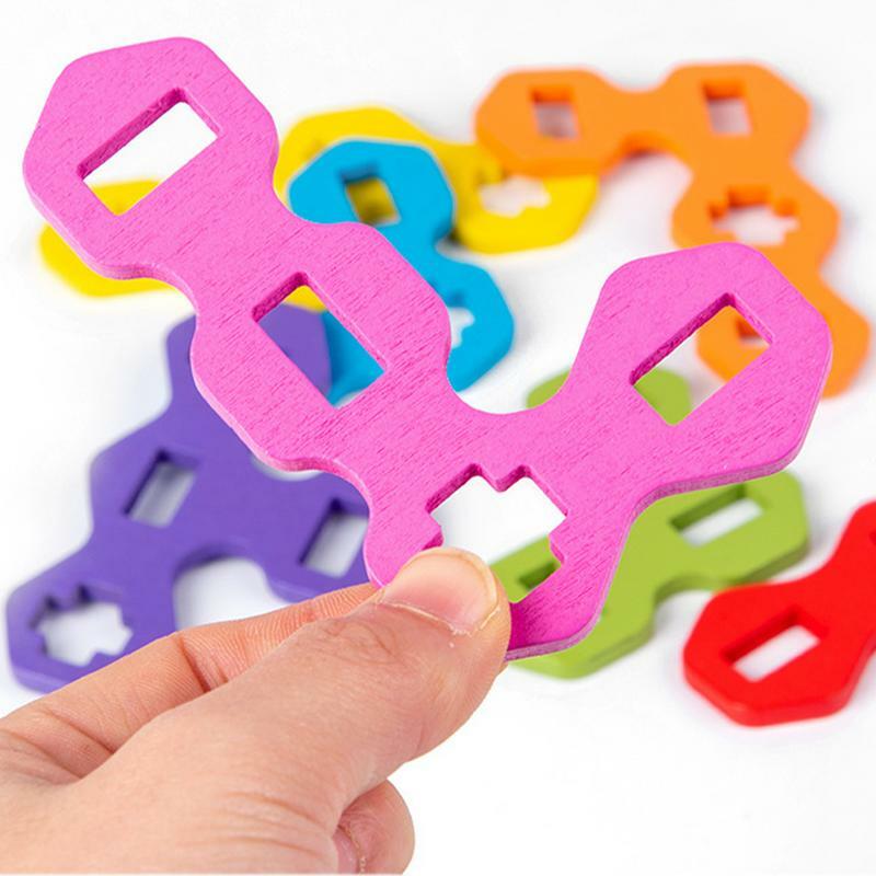 Drewniane puzzle Montessori puzzle Peg Tangram klocki geometryczne edukacyjny kolorowy zabawki sensoryczne prezent dla dzieci powyżej 3 roku życia