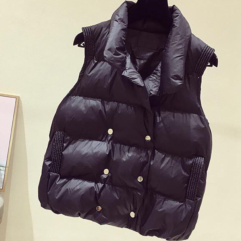 女性のための大きくて厚いノースリーブのコート,綿のベスト,エレガントなカーディガン,カジュアル,暖かい,シンプルなファッション,韓国の冬