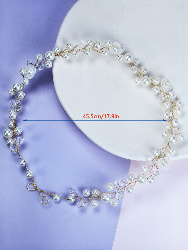 Diadema de perlas de imitación blancas para mujer y niña, diadema de diamantes de imitación, accesorios para el cabello para fiesta y boda