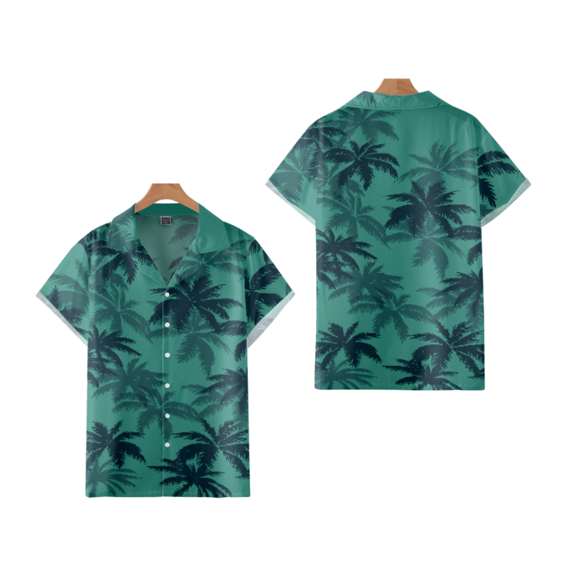 Рубашка мужская оверсайз в гавайском стиле, футболка с короткими рукавами, с принтом в виде персонажа игры, для отпуска летом и отпуска