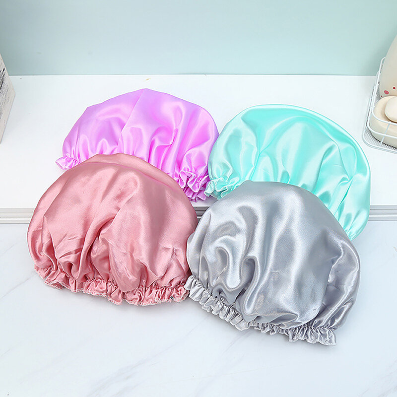 Bonnet de douche double couche pour femme, multifonctionnel, imperméable, respirant, anti-poussière, accessoire pour cheveux, 1 pièce
