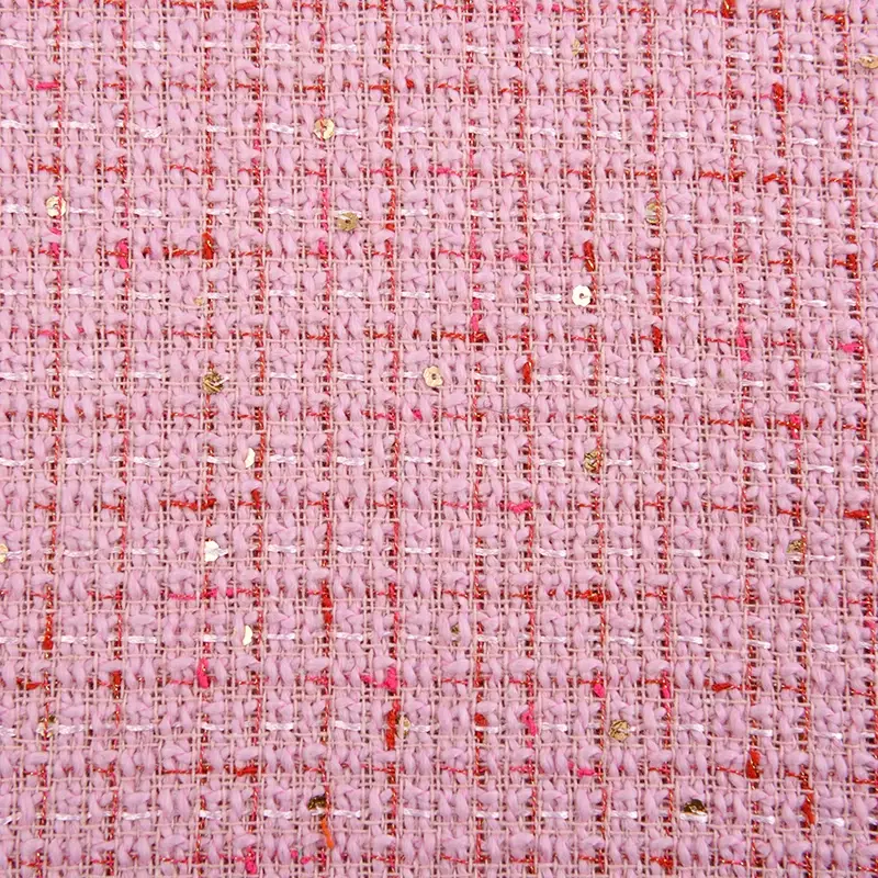 Pailletten Tweed Stoff von Meter für Mäntel Röcke Kleidung Weste Taschen Nähen verdickt Winter Stoff Mode Plaid drapieren weich rosa