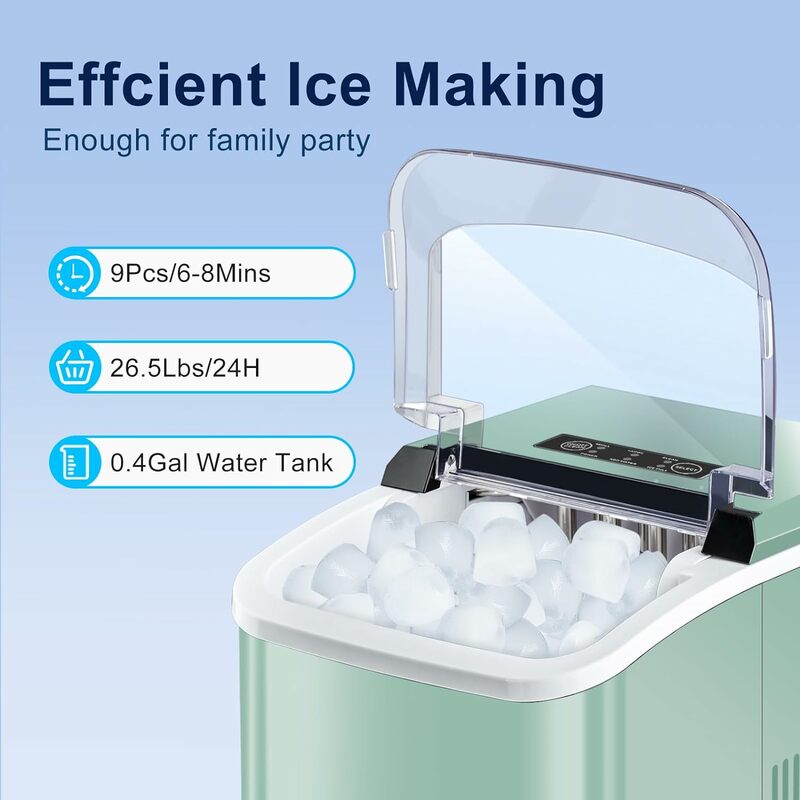 Ice Makers Countertop, Portable Ice Machine with Carry Handle, 2 Sizes of Icecube for Home Kitchen Bar Party Camping